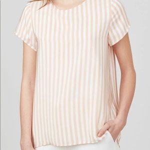 Cuyana Striped Silk Tshirt Short Sleeve Blouse